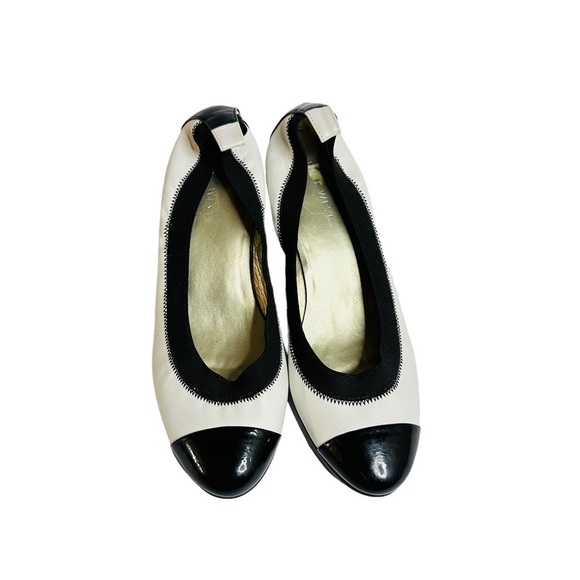 Nine West TrueBlenr Leather Upper Block Heel Pump Black & White Size 7M - Picture 7 of 10